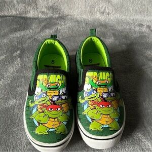 Teenage‎ Mutant Ninja Turtles Sneakers Boys Size 8 Green Slip On Shoes